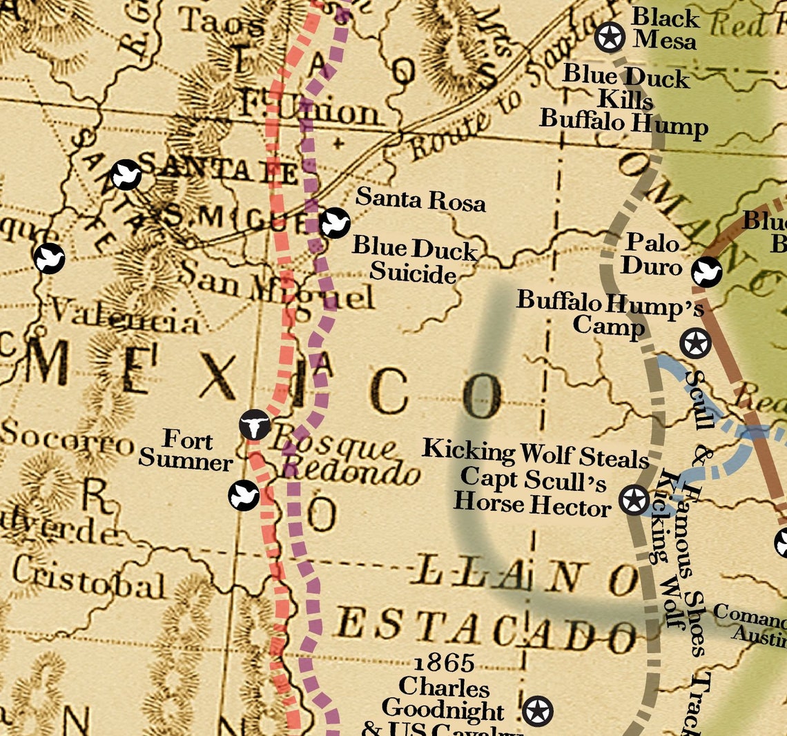 The Great Lonesome Dove Comanche Moon Trails Map Print Etsy