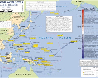 World War II Map of the Pacific Theater, 1941-1945