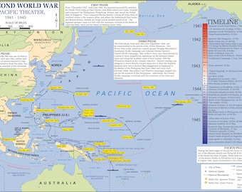 World War II Map of the Pacific Theater, 1941-1945