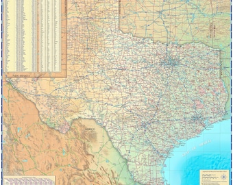 Texas Decorative Wall Map - Paper - 39&quot; W x 36&quot; H
