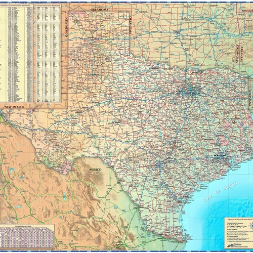 Texas Decorative Wall Map Paper 39 W X 36 H - Etsy