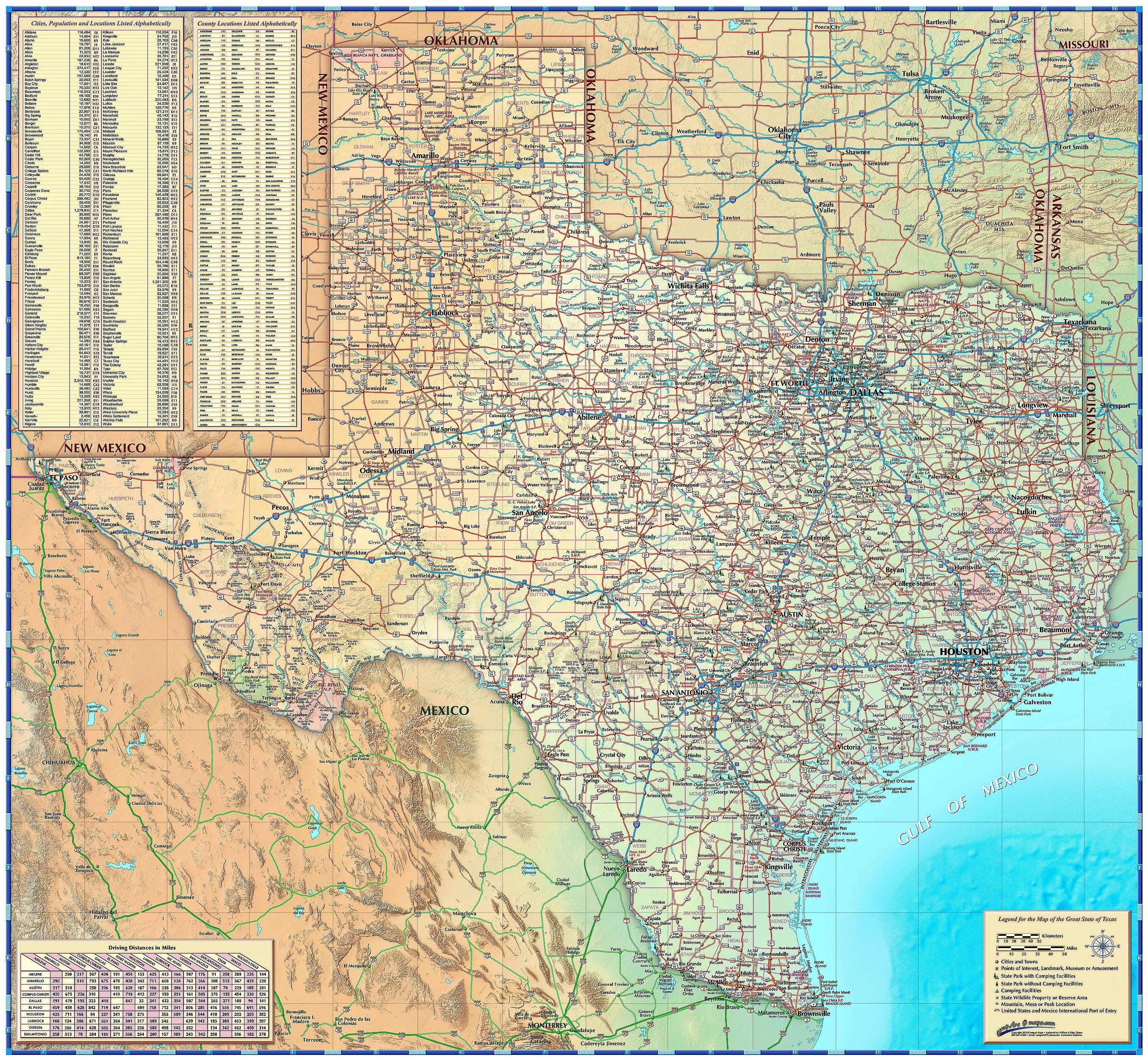 Texas Decorative Wall Map - Paper - 39" W x 36" H