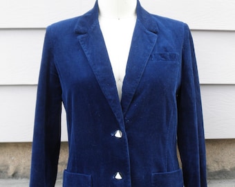 1980s &quot;Tillie&quot; Cerulean Blue Corduroy Blazer