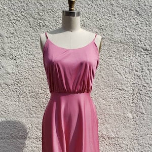 1980s &quot;Janice&quot; Strappy Blouson Pink Maxi Dress