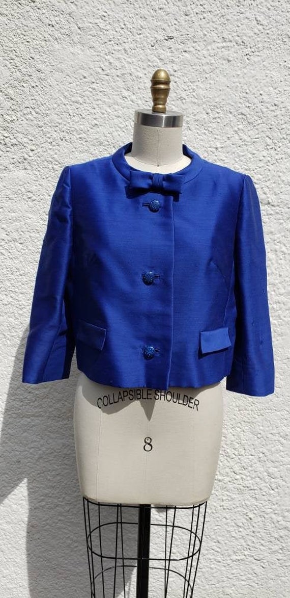 1960s "Roberta" Royal Blue Cropped Jacket with Bow