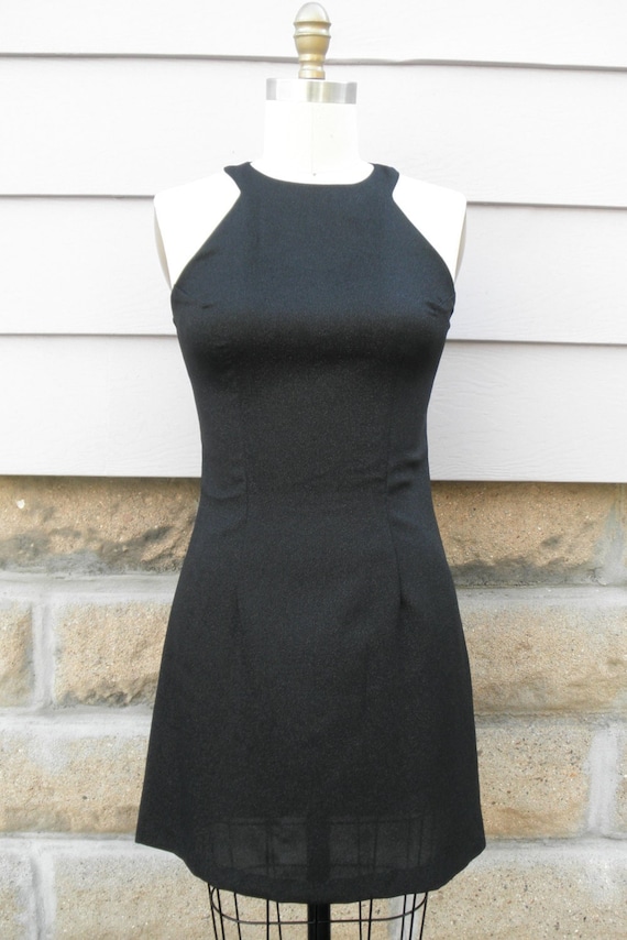 1980s "Paige" Black Metallic Sheath Dress