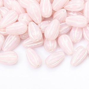 Melon Drops 13×8mm Opal Pink With White Czech Beads