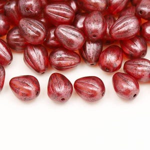 Cuentas de cristal checo con forma de gota de melón, 11 × 9 mm, acabado mármol rosa cristalino para la fabricación de joyas.