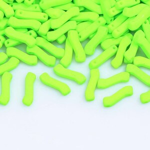 Czech Glass Z Beads 3x10mm Alabaster Lime Neon 2-Hole for Jewelry Making