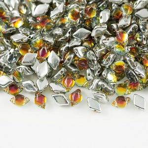 Czech Glass Gemduo Beads 8x5mm Backlit Tequila 2-Hole for Jewelry Making