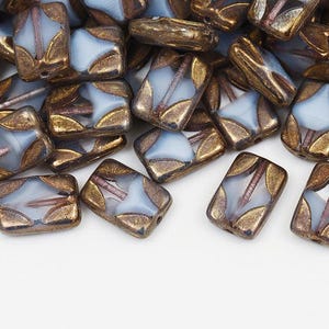 Tschechische Glas Fenster Rechteck Perlen 12×8 mm Crystal Blue Mixed Brown Luster 1-Loch für die Schmuckherstellung