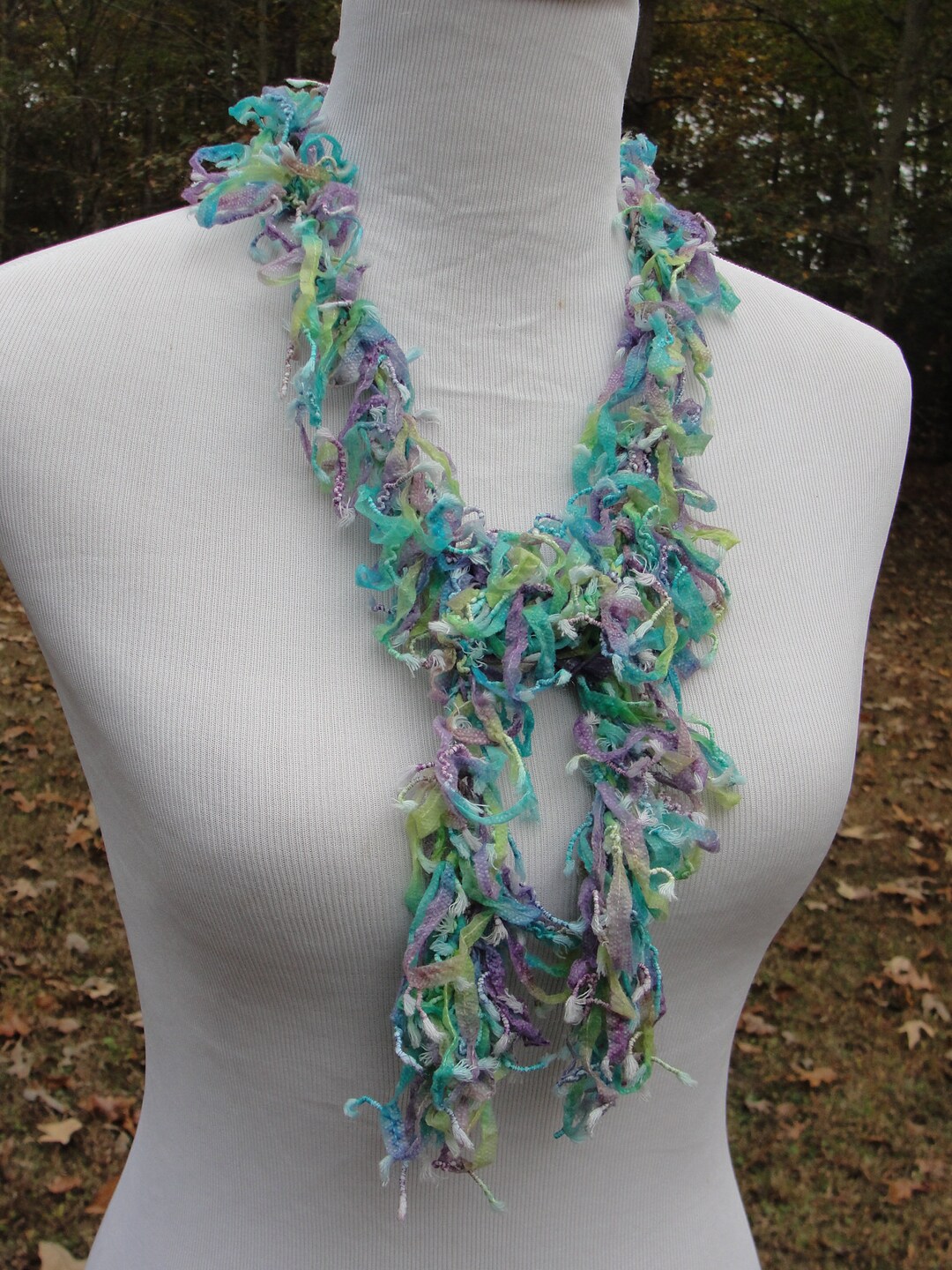 Small Loop Scarf Hand Knit Little Loopy Scarf in Soft and Fun Shades of Purple ...