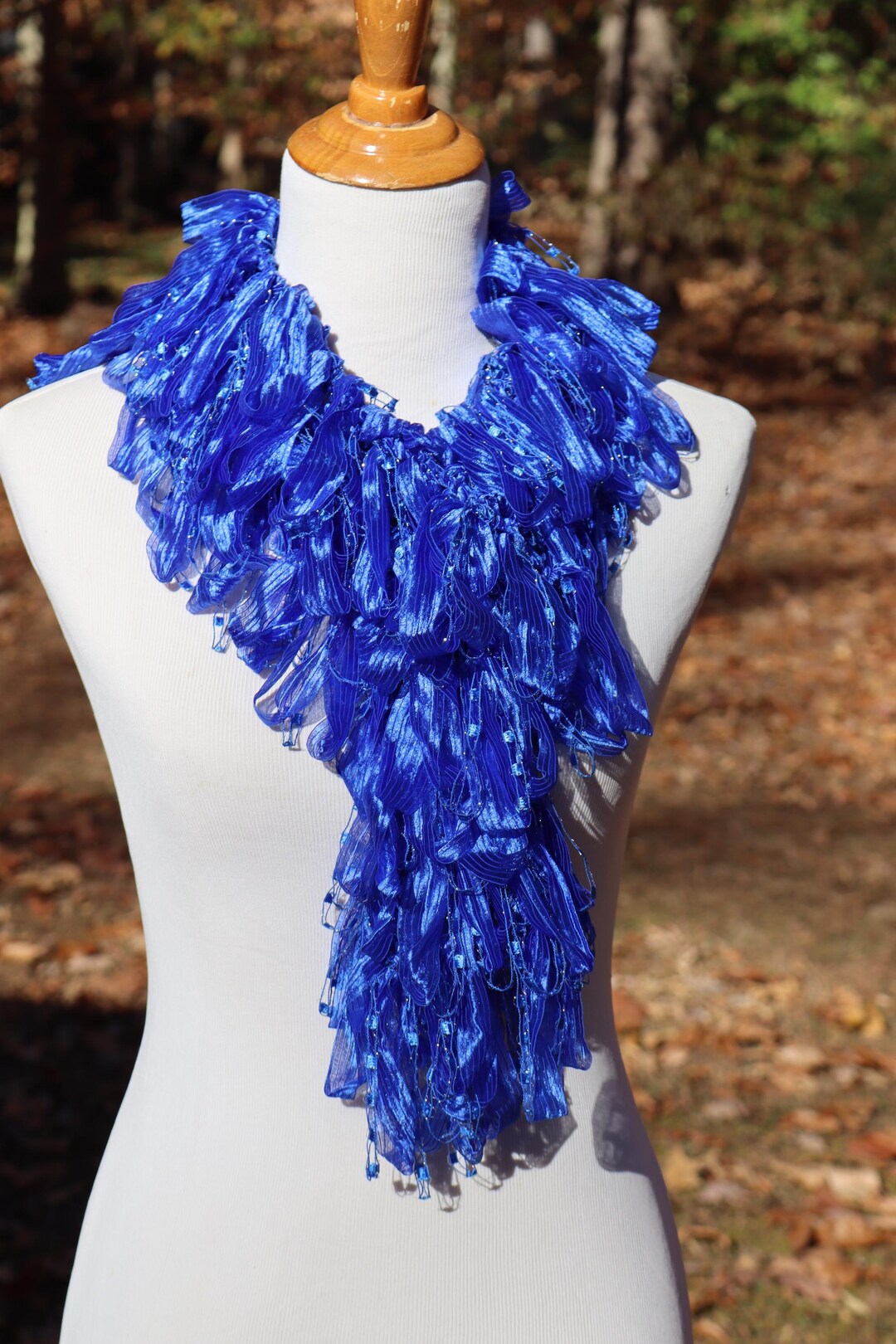 Striking Royal Blue Hand Knit Scarf With Lots of Silver Sparkle - Etsy