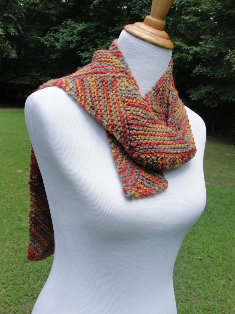 Multidirectional Hand Knit Scarf in Wonderful Shades of Gold Etsy