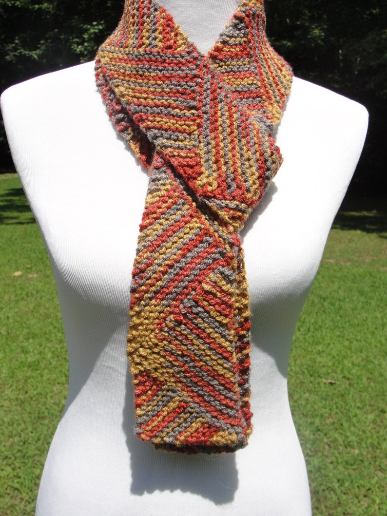 Multidirectional Hand Knit Scarf in Wonderful Shades of Gold Etsy