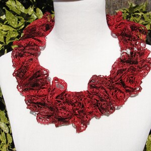 Hand Knit Ruffle Scarf in Vibrant Red With Matching Decorative Beads - Etsy