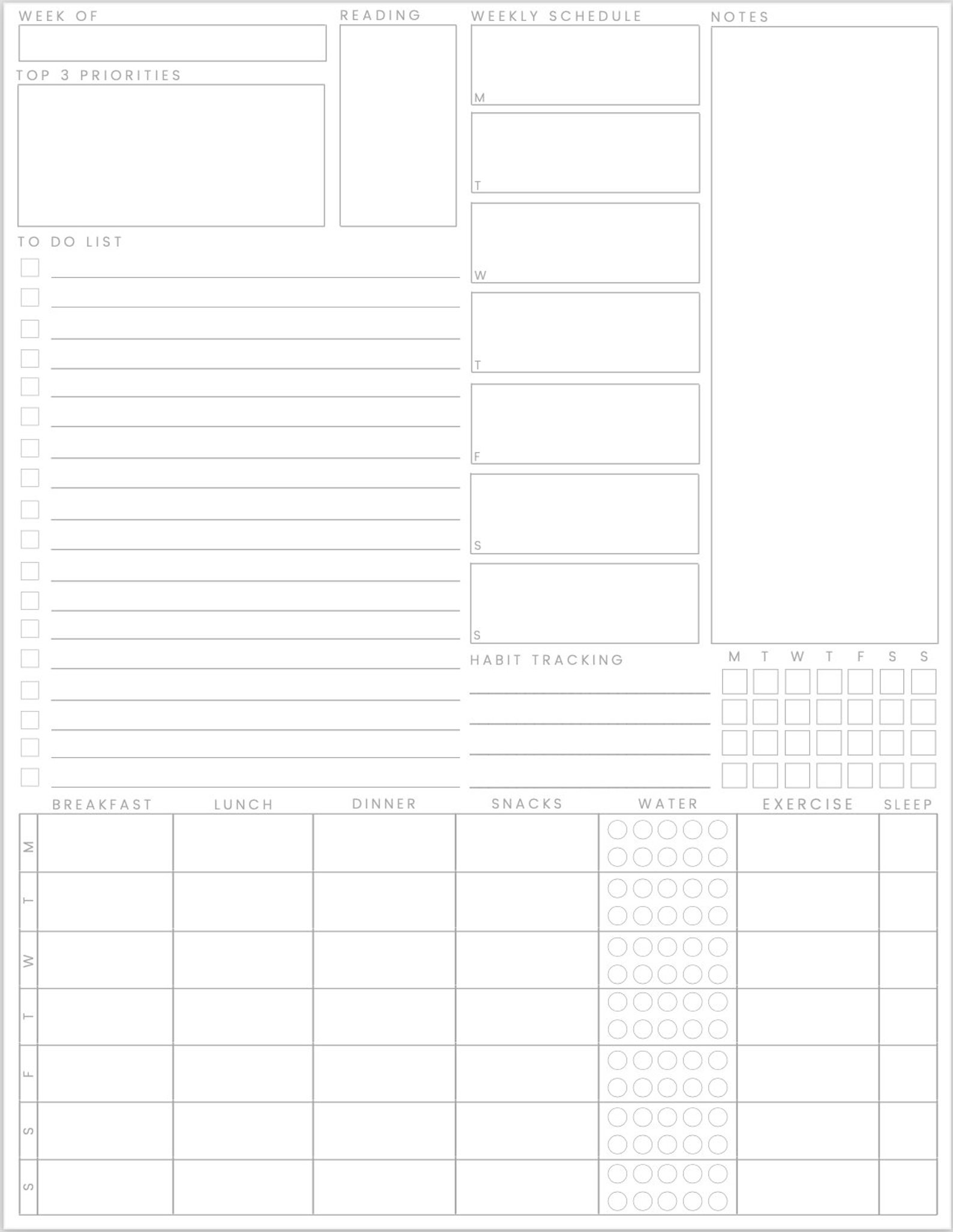 Weekly Page Printable Planning Set Etsy