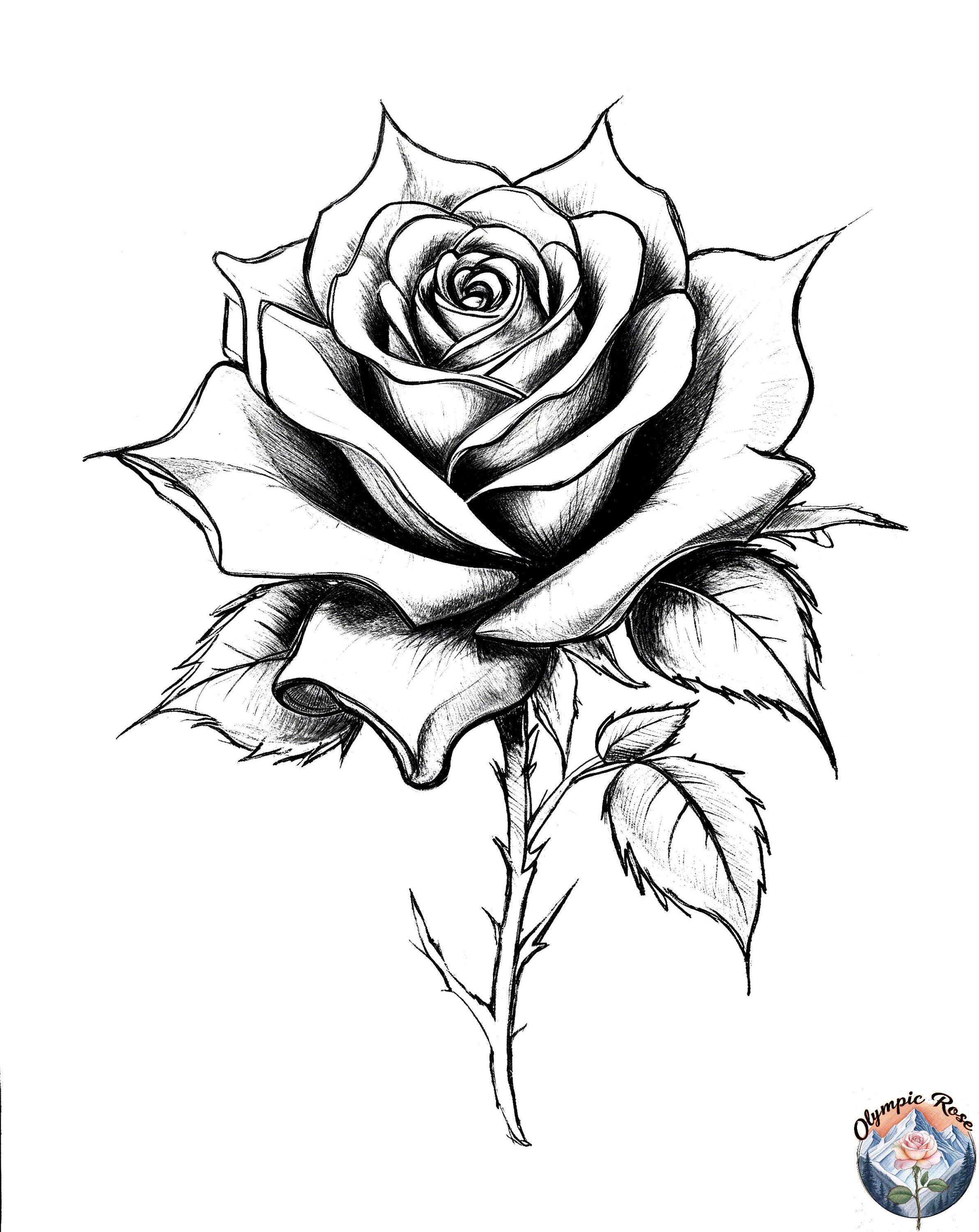 Gothic Roses To Color Rose Coloring Page, Gothic Rose Design, Printable Rose Coloring Page ...