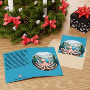 Cartões de felicitações, conjunto de papelaria espiritual de polvo - cartões de notas marinhos de animais celestiais, 1, pacote com 10, arte de criatura marinha subaquática, oceano