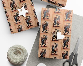 Christmas Krampus Gift Wrap Papers - Funny Holiday Wrapping Paper, Festive Wrapping Sheets, Naughty Holiday Gift Wrap, Unique Christmas
