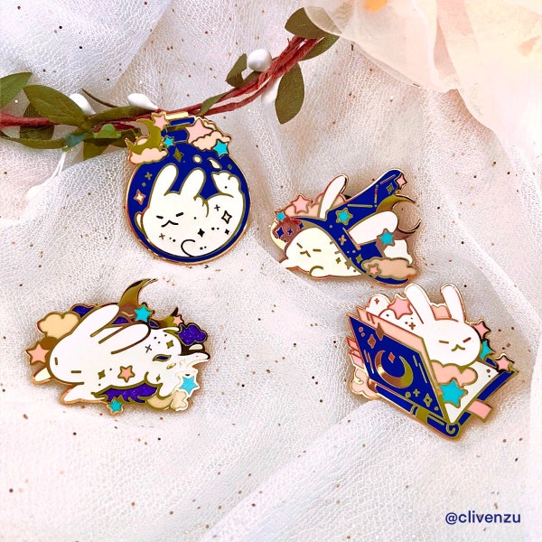 Witchy Moon Buns - Glow in the Dark Enamel Pins