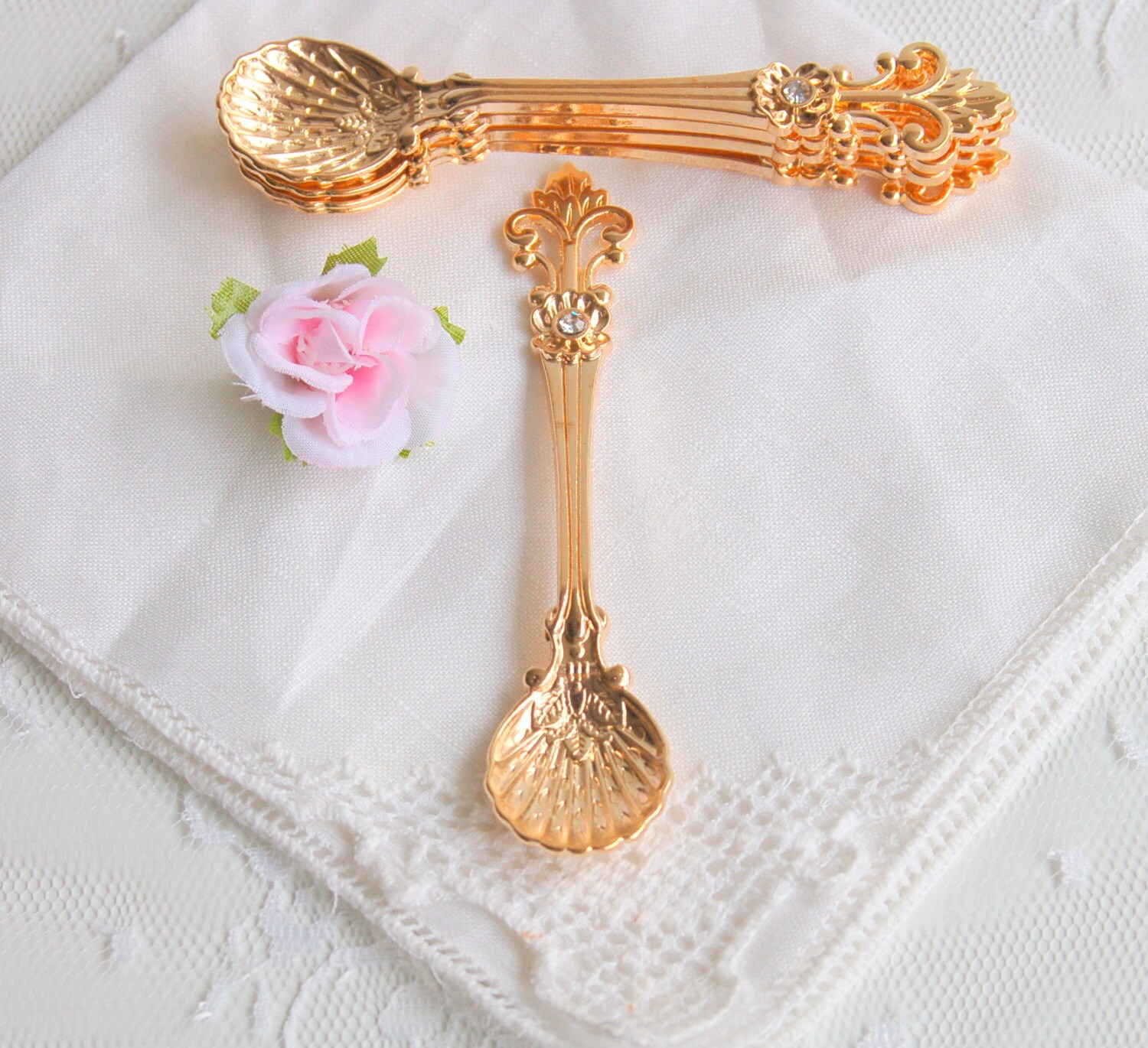 Lovely Small Tea/ Coffee Spoons Set of 5. Gold Color Small Etsy