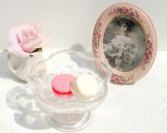 Lovely Vintage Clear Glass Small  Cupcake  Stand/Jewelry display or Soap stand.Birthday gift/Bridal shower gift/Cookies for Santa Plate