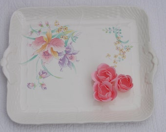 Vintage hand painted porcelain tea/ serving tray, made in Japan.Tea Party,Bridal shower.Cottage/ Shabby chic.