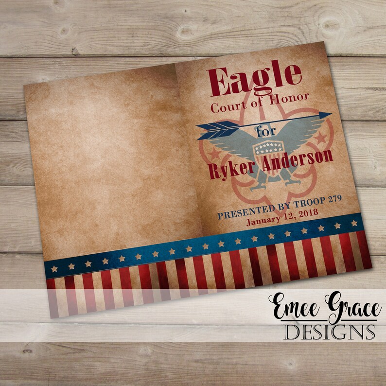 Eagle Scout Court of Honor Program Cover - Customizable - Digital ...