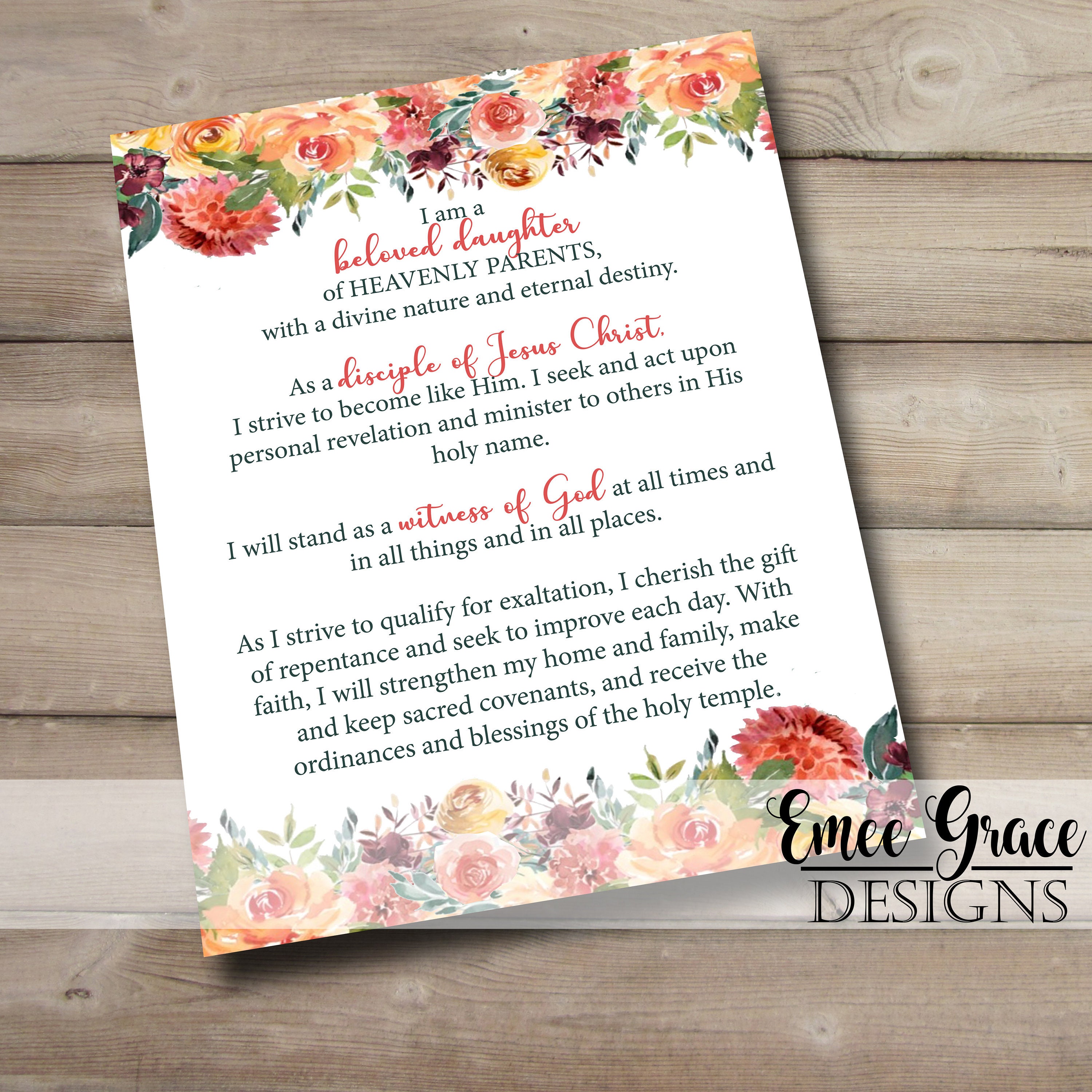 NEW Young Women Theme Printable 2 Styles LDS Young Women - Etsy
