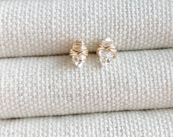 Herkimer Diamond Stud Earrings // Minimalist Earrings // Gemstone Earrings //Southern Wire // Herkimer Diamond Jewelry