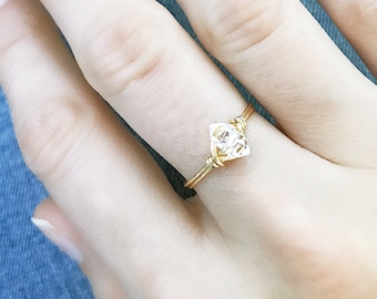 Minimalist Herkimer Diamond Ring // Delicate Druzy Ring // Herkimer Jewelry // Handmade Ring