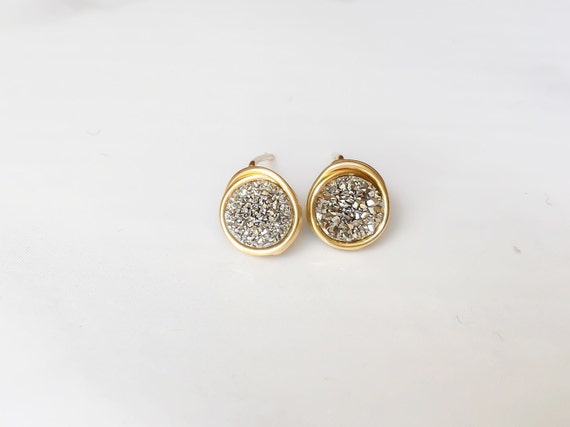 Silver Druzy Stud Earringsminimalist Druzy Earrings - Etsy