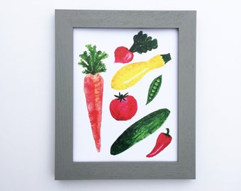 Garden Veggie Print | Watercolor Art | Kitchen Art | Foodie Art | Gallery Wall | Vegetable Art | Gift