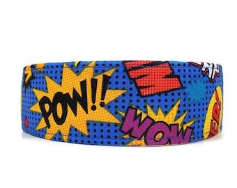 Comic Book Collar, Dog Collar, Geek Collar, Made to Order, Available in Buckle or Martingale or Chain Martingale or Cat Collar