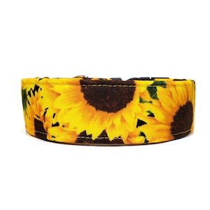Sunflower Dog Collar, Floral Cat Collar, Made To Order - Available in Buckle or Martingale or Chain Martingale or Cat Collar