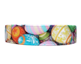 Easter Eggs Dog Collar, Cat Collar, Made To Order - Available in Buckle or Martingale or Chain Martingale or Cat Collar