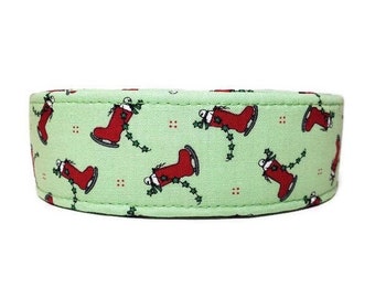 Christmas Skates, Dog Collar, Cat Collar, Made To Order - Available in Buckle or Martingale or Chain Martingale or Cat Collar