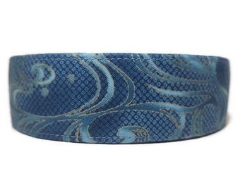 Abstract Blue Dog Collar, Cat Collar, Made To Order - Available in Buckle or Martingale or Chain Martingale or Cat Collar