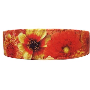 Orange Floral Custom Handmade Dog Collars & Cat Collars – Buckle, Martingale, Chain Martingale