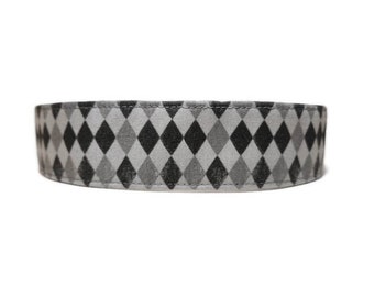 Grey Argyle Dog Collar, Cat Collar, Made To Order - Available in Buckle or Martingale or Chain Martingale or Cat Collar