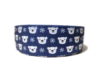 Polar Bear Dog Collar, Cat Collar, Made To Order - Available in Buckle or Martingale or Chain Martingale or Cat Collar