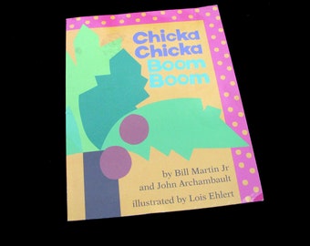 CHICKA CHICKA Boom Boom (1989) By Bill Martin Jr - Vintage Children's Book - Classic Alphabet Story - Colorful Illustrations - Soft Cover