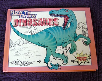 HOW To DRAW DINOSAURS (1997) Vintage Instructional Drawing Book - Like New Condition - Glossy Hard Cover