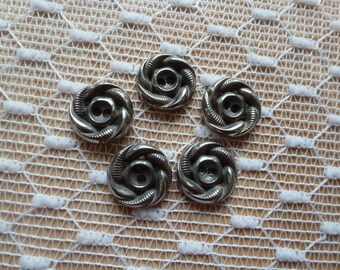 5 Silver Vintage Buttons