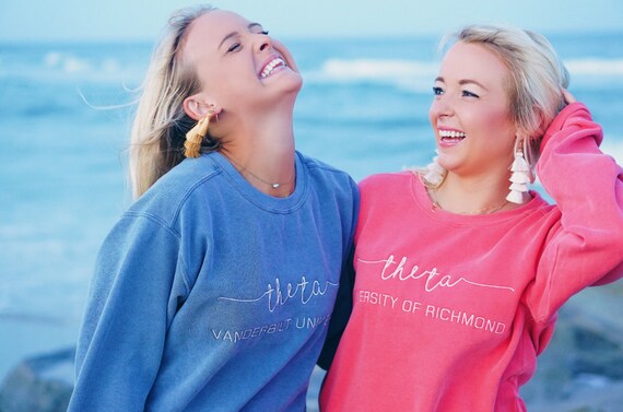 Custom Sorority Greek University Calligraphy Comfort Colors Sweatshirt Crewneck 10 Letter Max Cursive