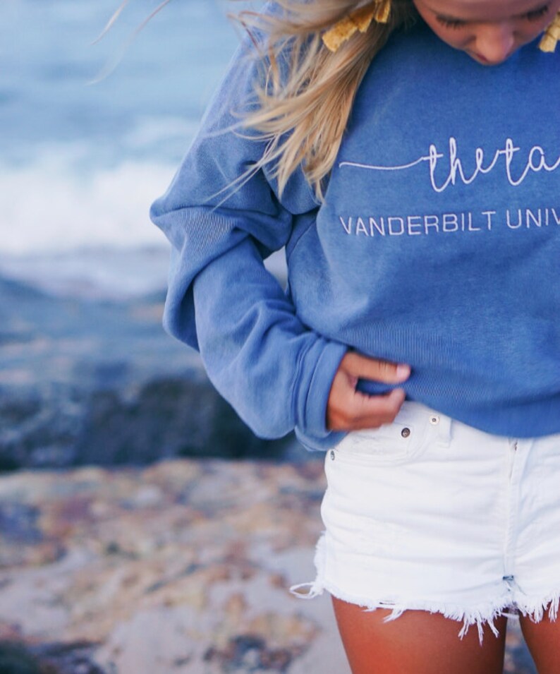 Custom Sorority Greek University Calligraphy Comfort Colors Sweatshirt Crewneck 10 Letter Max Cursive