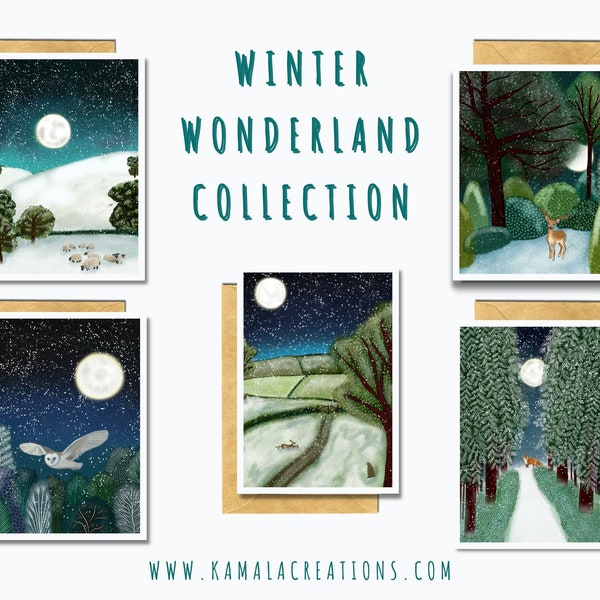 Winter Wonderland Full Set, Weihnachtskarte, recycelte umweltfreundliche festliche Grußkarte