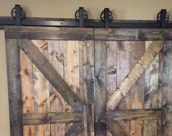 Double Door vintage Top Mount, barn door hardware on sale 100% steel, Made in USA