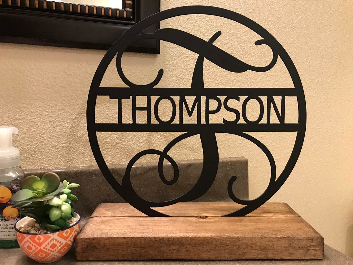 Monogram circle sign custom name monogram sign home decor Etsy